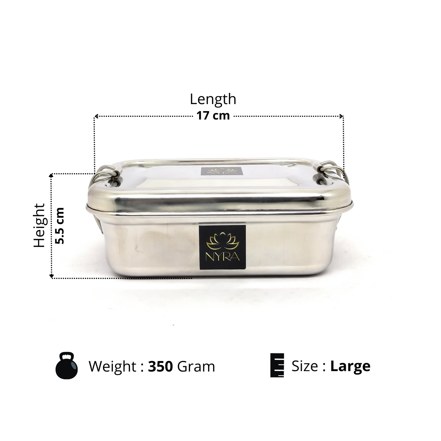 Stainless Steel Food Pack Lunch Box with Locking Clip