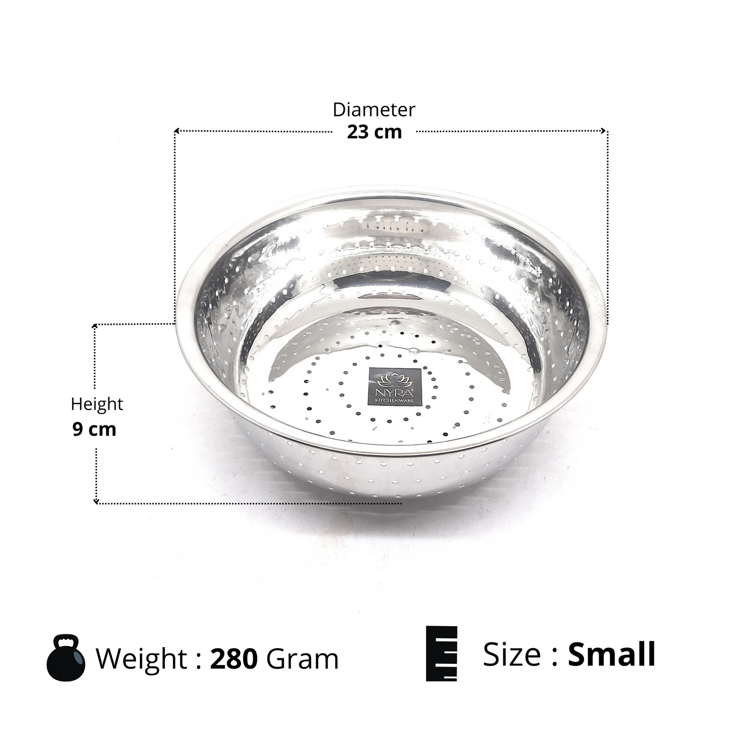 Stainless Steel Rice, Fruits & Vegetables Basin Strainer/Colander for Kitchen - 3 Size Options - Food Grade, Dishwasher Safe, Heavy Gauge Construction