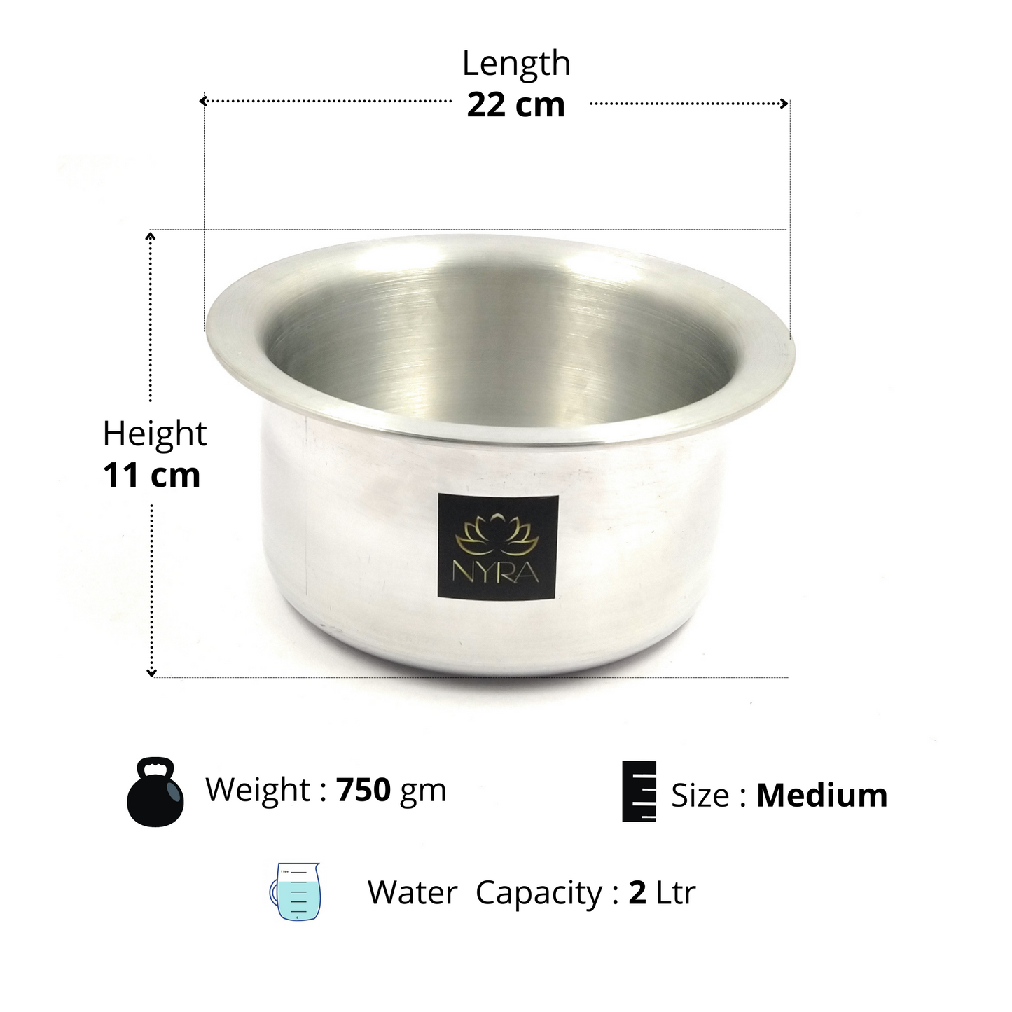 Premium Aluminium Induction Base Bhagona - 5 Sizes