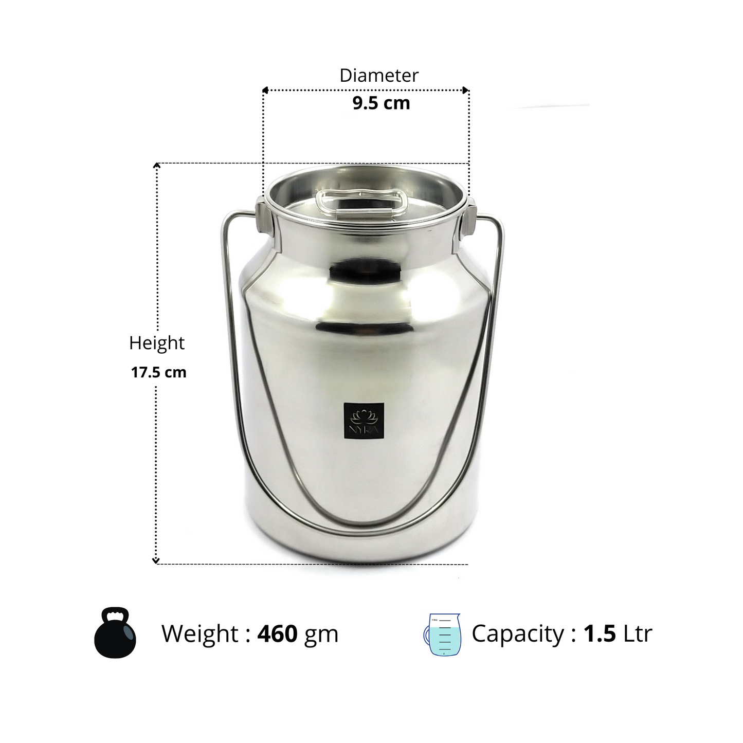 Premium Stainless Steel Milk & Oil Container with Lid – Durable Storage Solution for Home & Kitchen