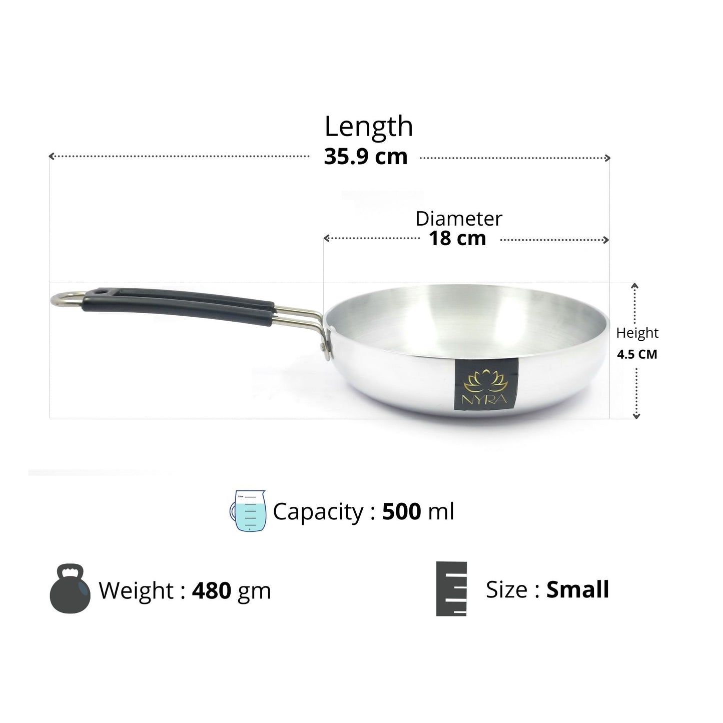 Aluminum Induction Fry Pan with Stainless-steel lid & Riveted PVC handle