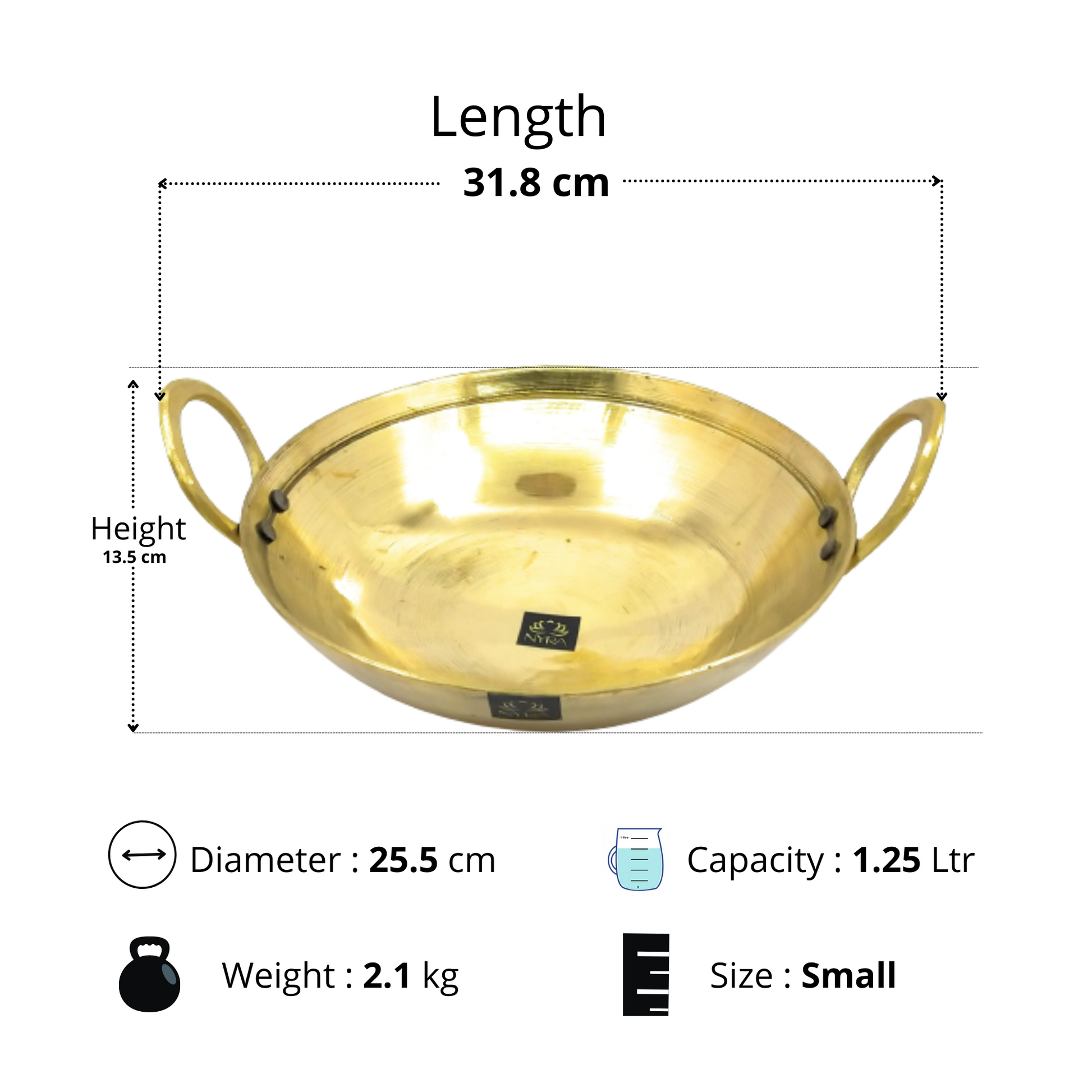 Brass (Pital) Handmade Kadai/ Kadhai/ Karahi For Cooking Premium