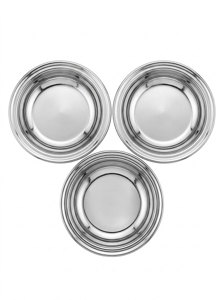 Deep Stainless Steel Multipurpose Bowls - Set of 6 for Serving & Dining