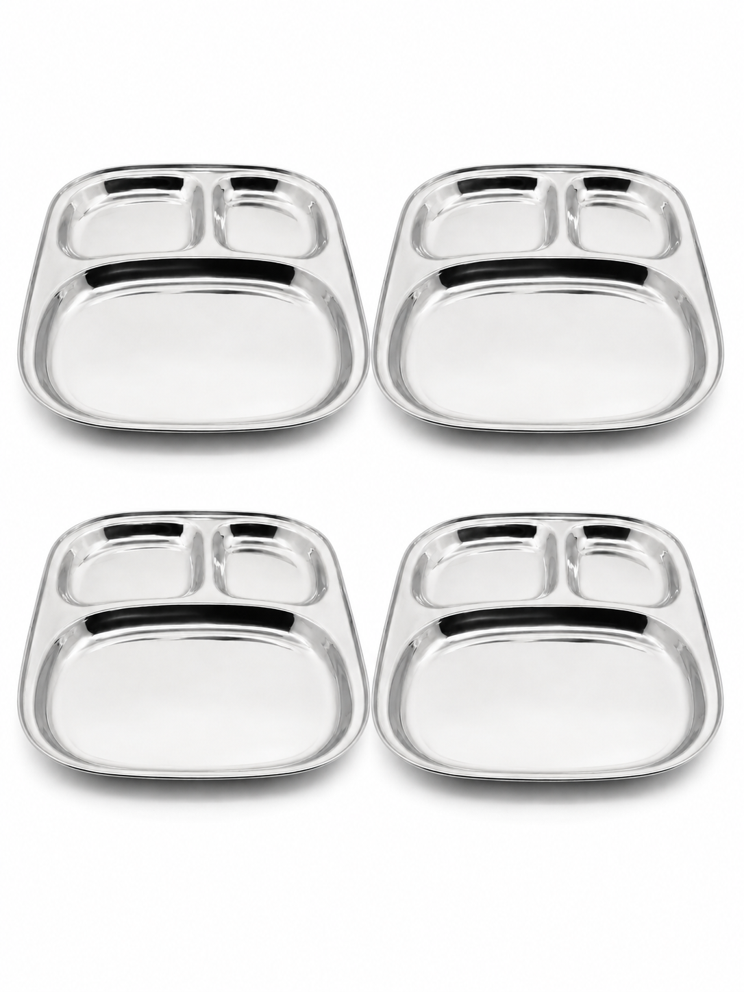 Stainless Steel Three Sectioned Plates | 3 in 1 Compartment Dinner Plate