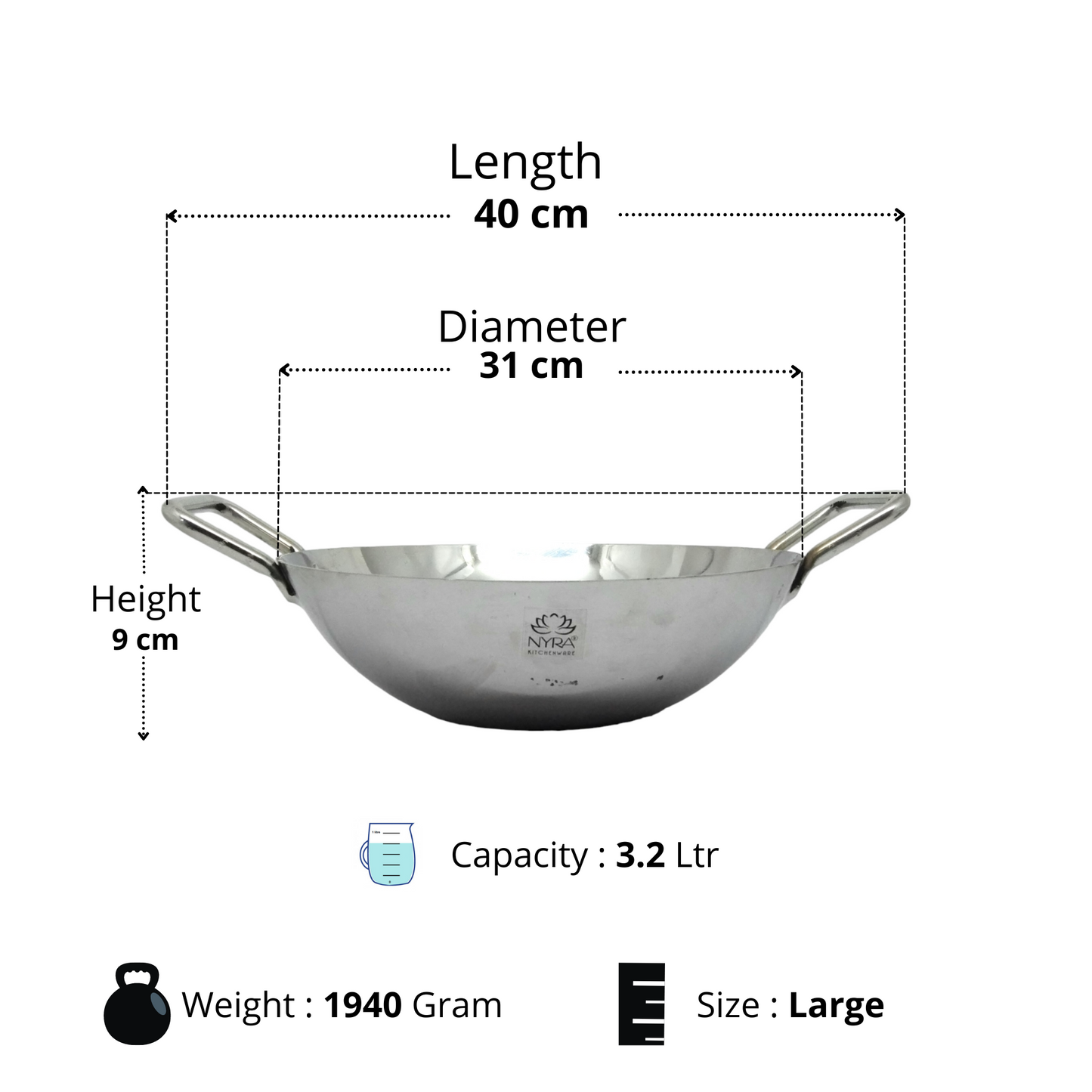 Stainless Steel Induction Bottom Kadhai