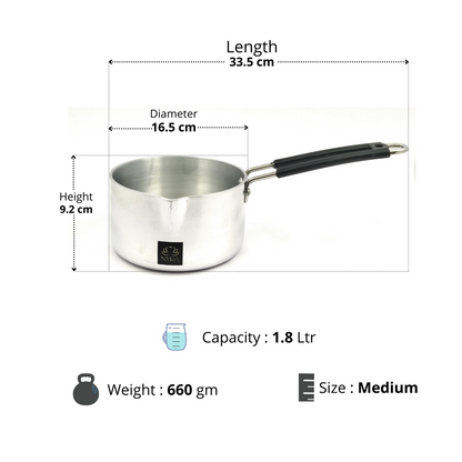 Aluminum Induction Sauce Pan with Steel Lid, Riveted PVC Handle & Swivel Hook