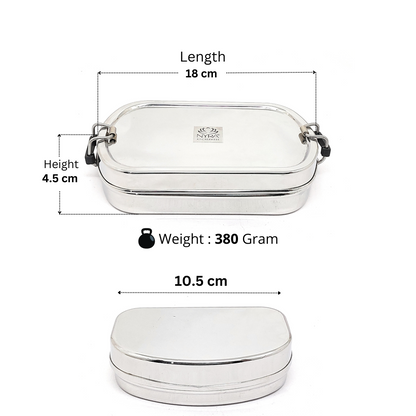 Stainless Steel Square Lunch Box/Tiffin with Locking Clips