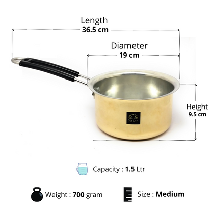 Premium Brass Sauce Pan/Tapeli/Patila with Tin/Kalai Coating