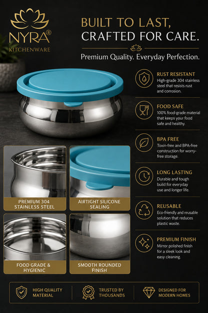 Premium Stainless Steel Food Storage Container - set of 4