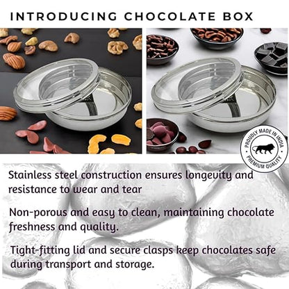 steel flat box with see through lid, chocolate box with see through lid, storage box with see through lid, glossy storage box, chappati keeper with see through lid