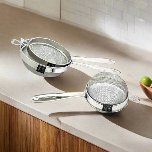 Stainless Steel Liquid Filter/Strainer – Set of 3