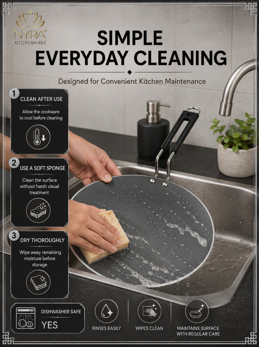 Iron Griddle/Tawa with Durable PVC Handle - Heavy-Duty Flat Pan Cookware