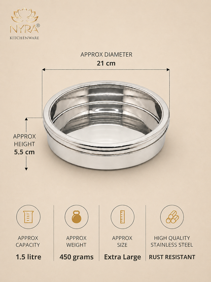 Stainless Steel Storage-Box with See Through Lid | Glossy Finish - Multipurpose Storage Container