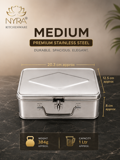 Stainless Steel Multi-Purpose Cash/Storage Box | Secure for Money, Jewelry & Documents