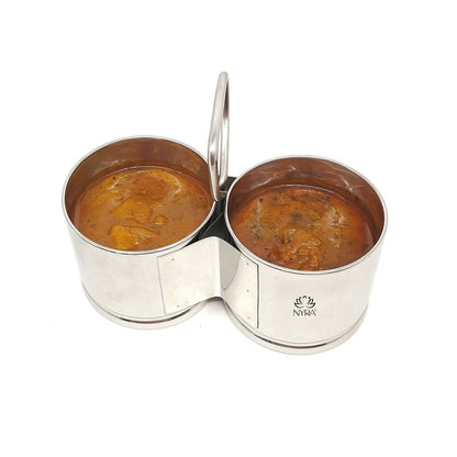 Stainless Steel Chougadha | Chaumukha Vegetable Holder with Handle – Premium 2, 3, 4 Container