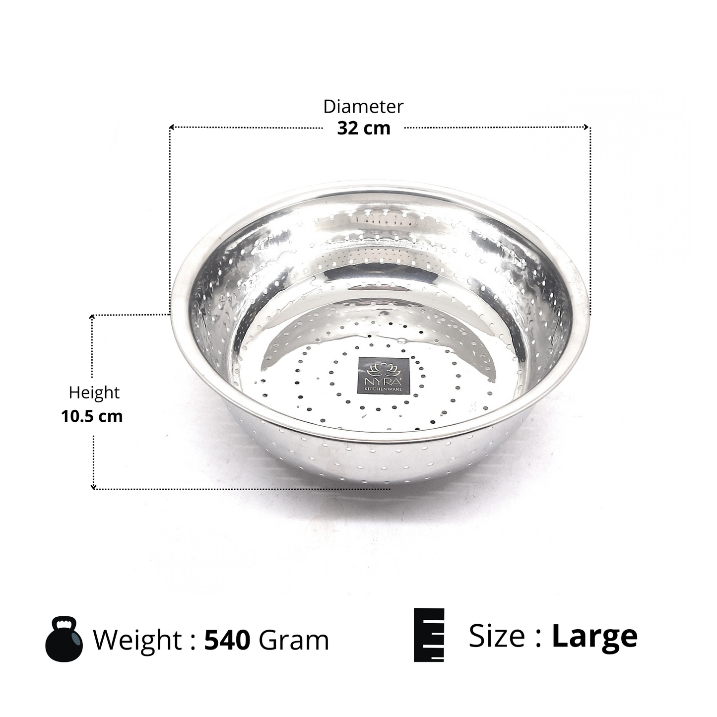 Stainless Steel Rice, Fruits & Vegetables Basin Strainer/Colander for Kitchen - 3 Size Options - Food Grade, Dishwasher Safe, Heavy Gauge Construction