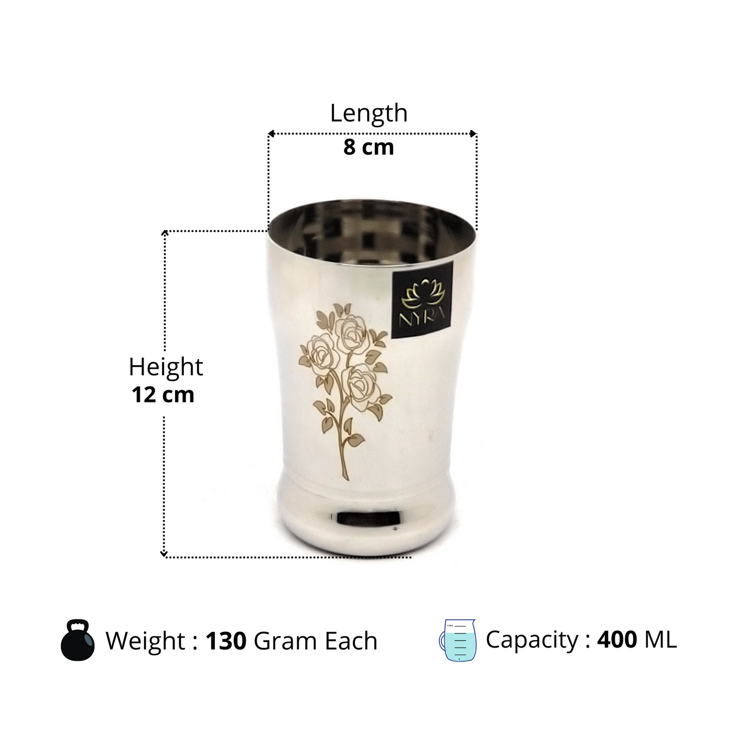 Stainless Steel Glass /Tumbler for Water 400 ML each