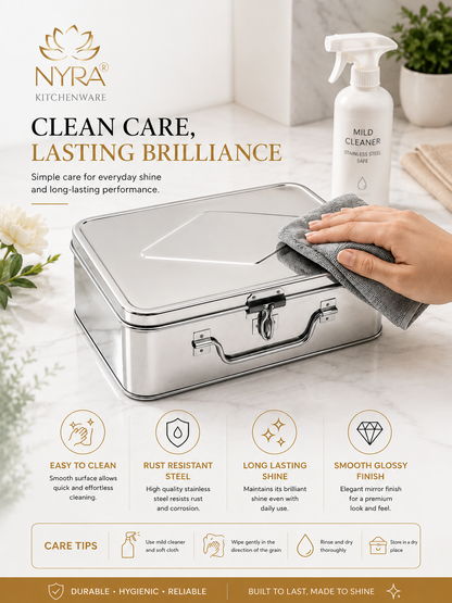 Stainless Steel Multi-Purpose Cash/Storage Box | Secure for Money, Jewelry & Documents