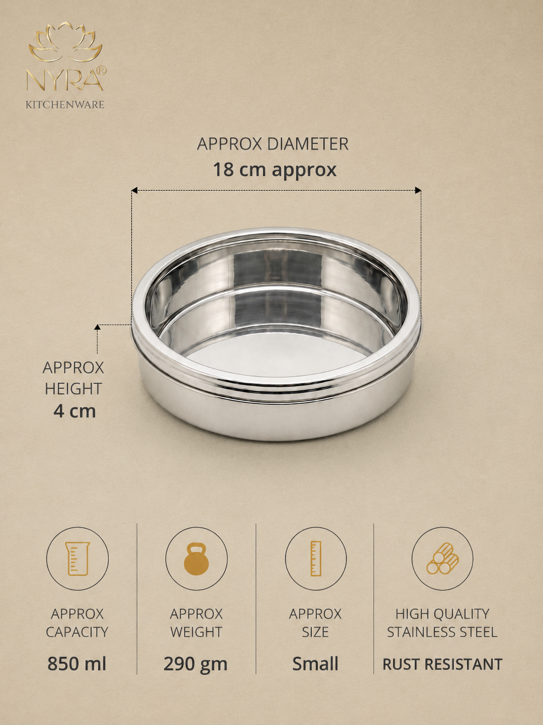 Stainless Steel Storage-Box with See Through Lid | Glossy Finish - Multipurpose Storage Container