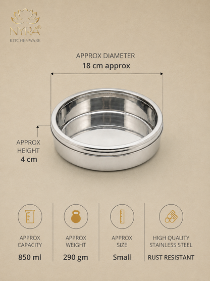 Stainless Steel Storage-Box with See Through Lid | Glossy Finish - Multipurpose Storage Container