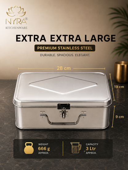 Stainless Steel Multi-Purpose Cash/Storage Box | Secure for Money, Jewelry & Documents