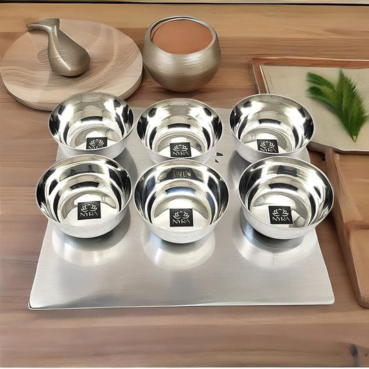 Stainless Steel Bowl Set of 6 - Versatile Vati/Katori for Desserts, Soups, and Serving