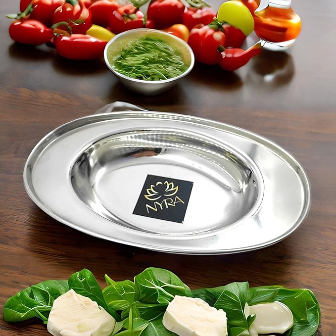 Stainless Steel Serving Plate Set | Oval-shaped Plates - Available in 3 Sizes |