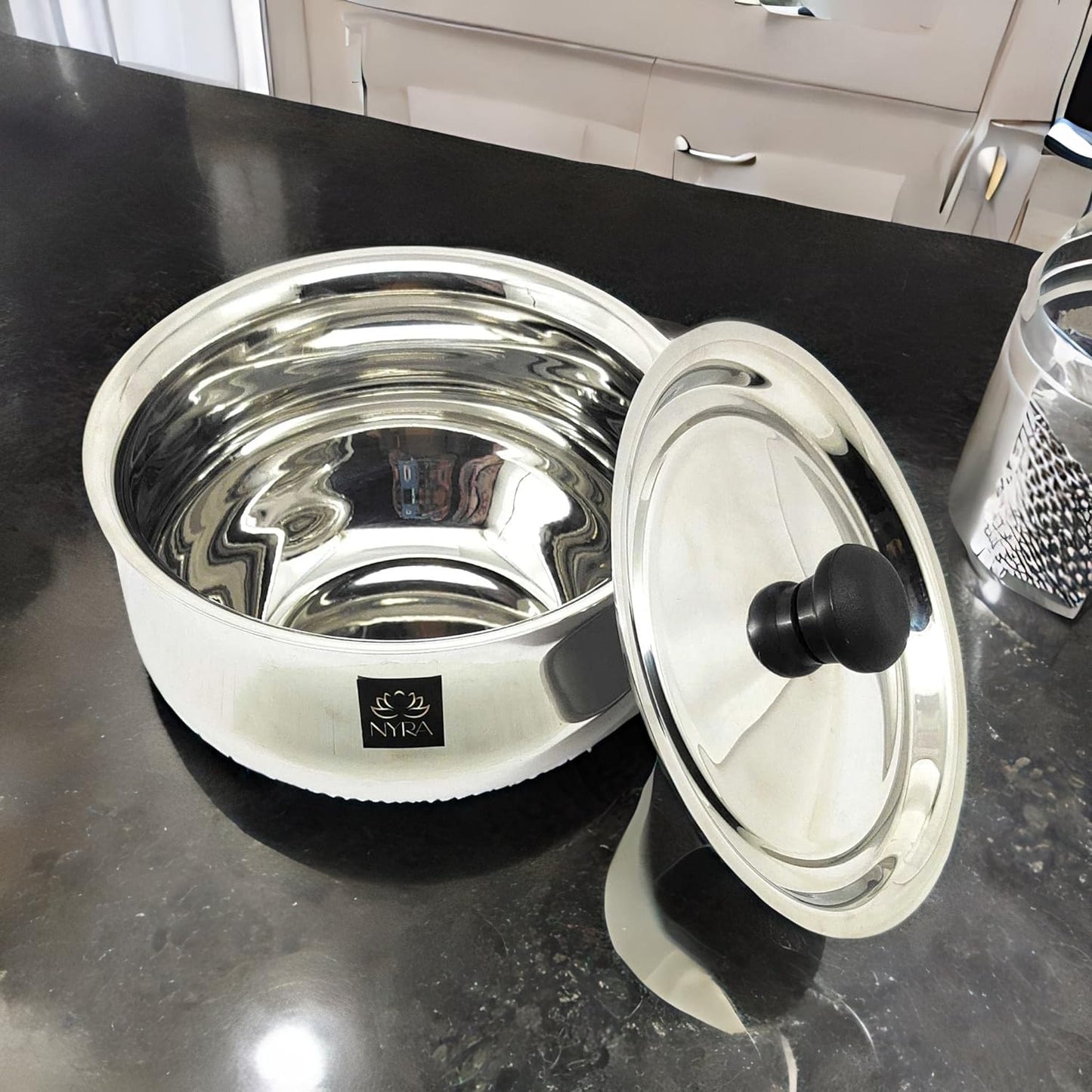 Stainless Steel Pulao Handi with Lid and PVC Knob - Available in 3 sizes