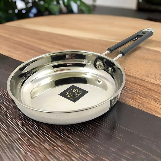 Stainless Steel Fry Pan with Riveted PVC Handle - 3 sizes