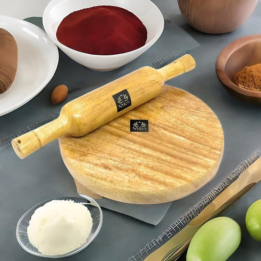 Wooden Belan and Chakla Set for Kitchen | Rolling Pin and Board for Roti, Paratha, Chapati Making