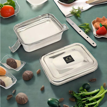 Stainless Steel Food Pack Lunch Box with Locking Clip