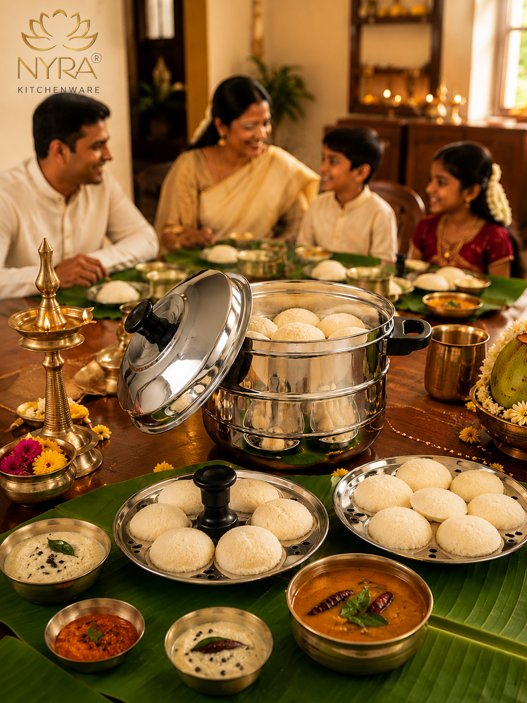 Stainless Steel Idli Cooker - 5 Plates | 3-Tier Steamer for Idli & Multi-Purpose Use