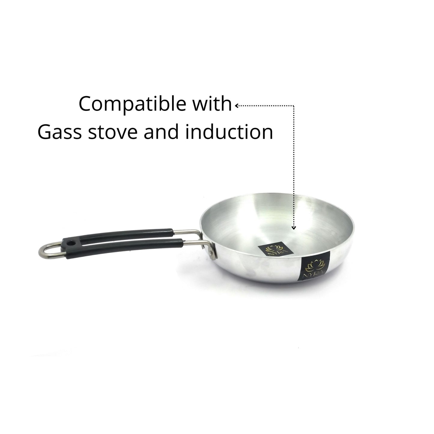 Aluminum Induction Fry Pan with Stainless-steel lid & Riveted PVC handle