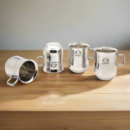 Stainless Steel Tea & Coffee Mugs | Glossy Finish/Ring Design Cup Set