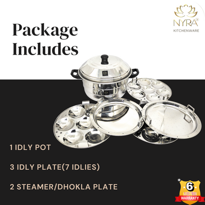 Premium Stainless Steel Multi Idli Cooker Pot with Stackable Idli Plates for Steaming