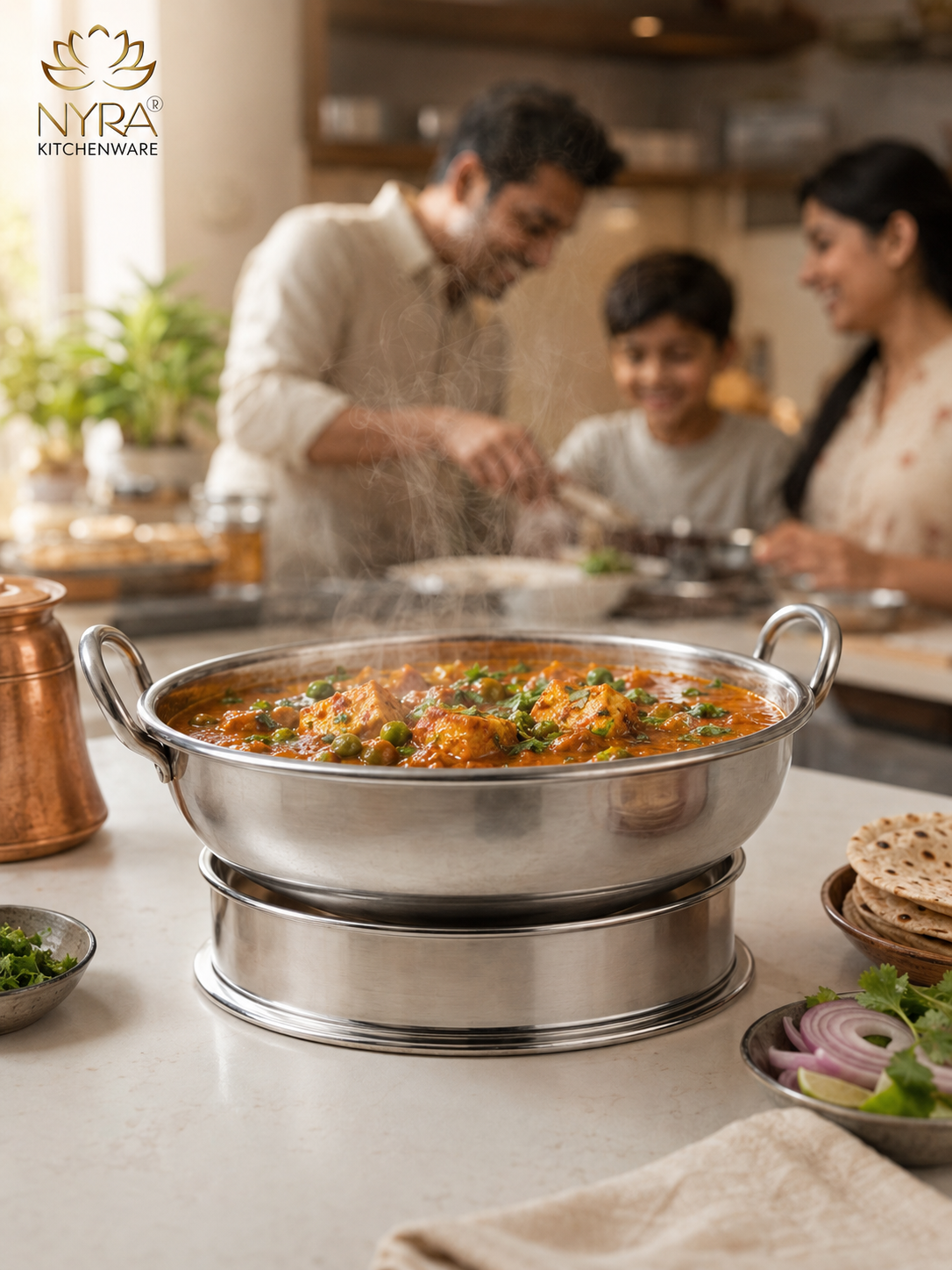 Stainless Steel Round Hot Pot Stand, Matka Ring for Kitchen – Set of 3