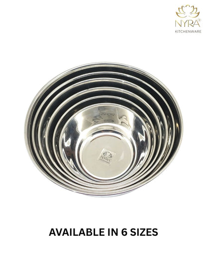 Stainless Steel Round Mixing & Serving Bowl | Heavy-Duty, Rust-Free, Mirror Finish Bowls