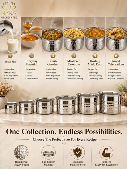 Premium Stainless Steel Hammered Deep Water Gunj - 6 Sizes