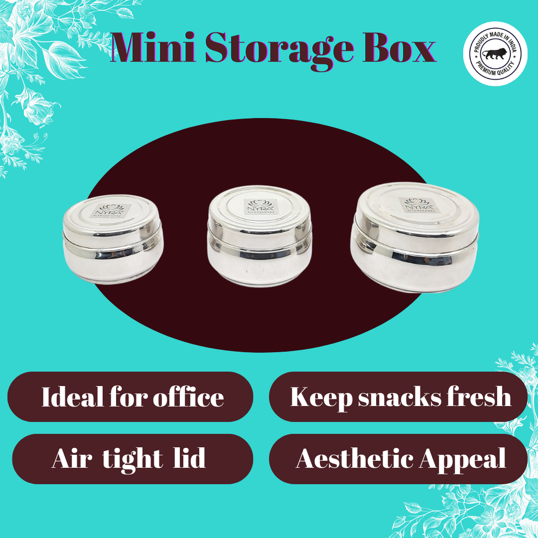 Stainless Steel Mini Containers Set - 3-Piece Multipurpose Storage