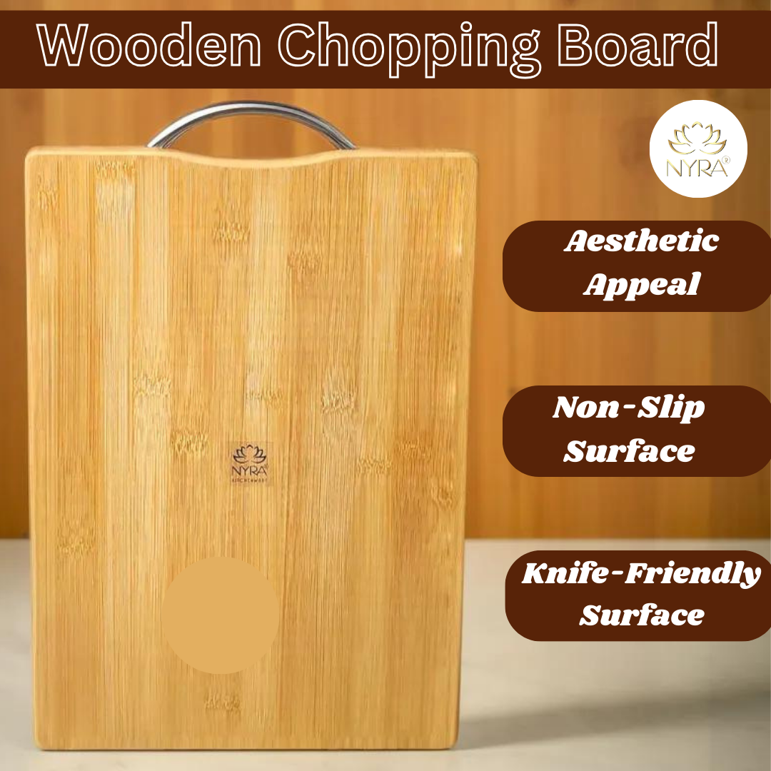 Wooden Chopping Board with Durable Steel Handle