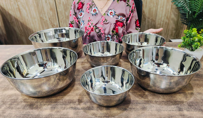 Stainless Steel Round Mixing & Serving Bowl | Heavy-Duty, Rust-Free, Mirror Finish Bowls