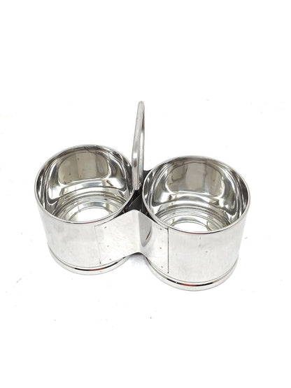 Stainless Steel Chougadha | Chaumukha Vegetable Holder with Handle – Premium 2, 3, 4 Container