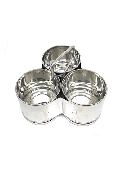 Stainless Steel Chougadha | Chaumukha Vegetable Holder with Handle – Premium 2, 3, 4 Container