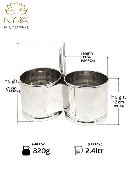 Stainless Steel Chougadha | Chaumukha Vegetable Holder with Handle – Premium 2, 3, 4 Container