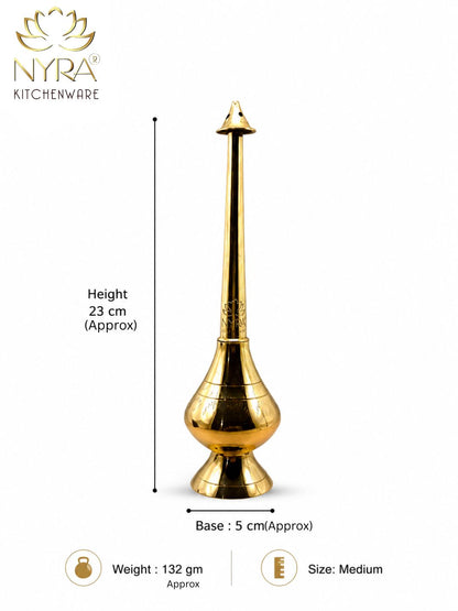 Brass/Peetal Sprinkler Bottle for Ganga Jal, Rose water and Perfume for Traditional Rituals