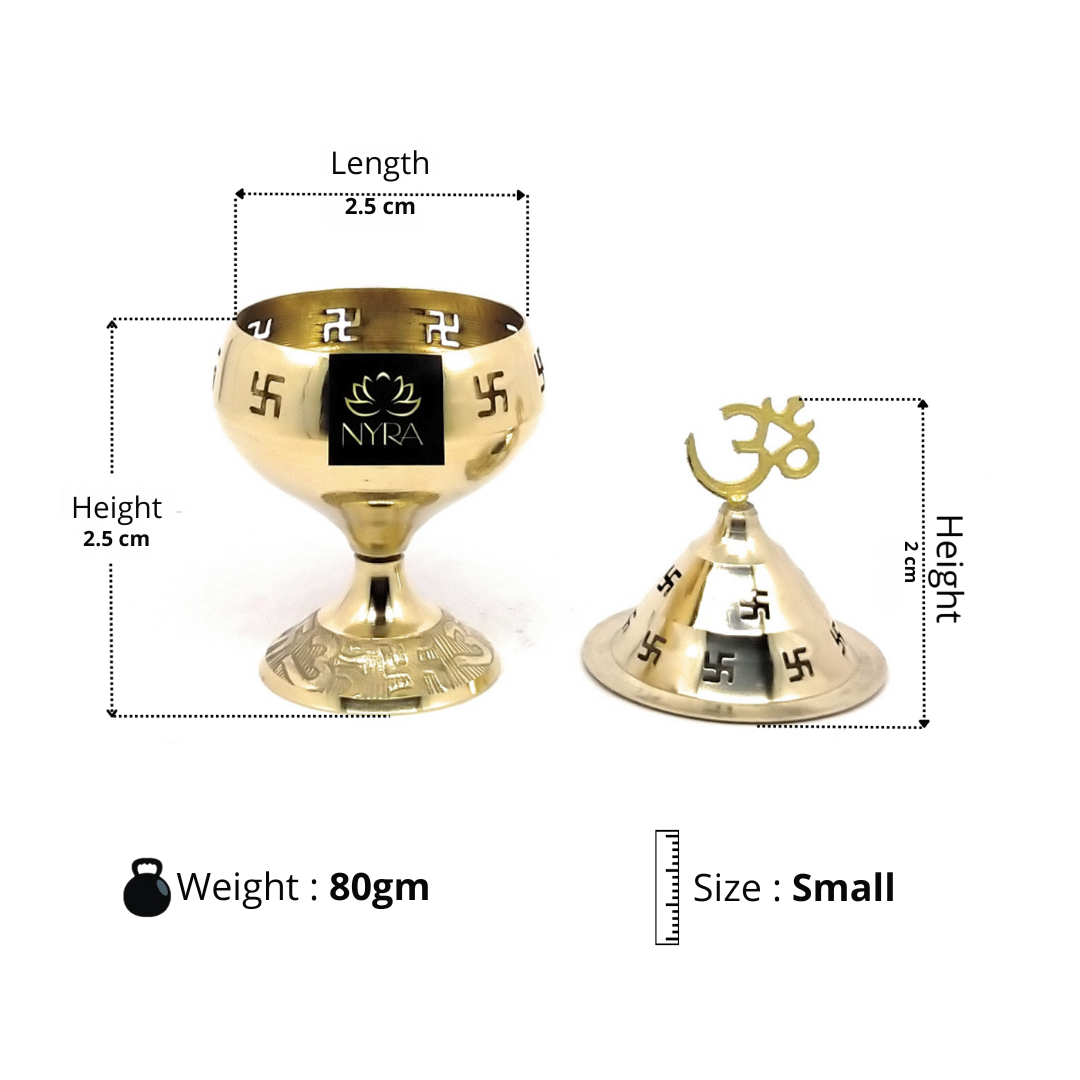 Pure Brass/Peetal Swastik Diya for Puja - 3 sizes