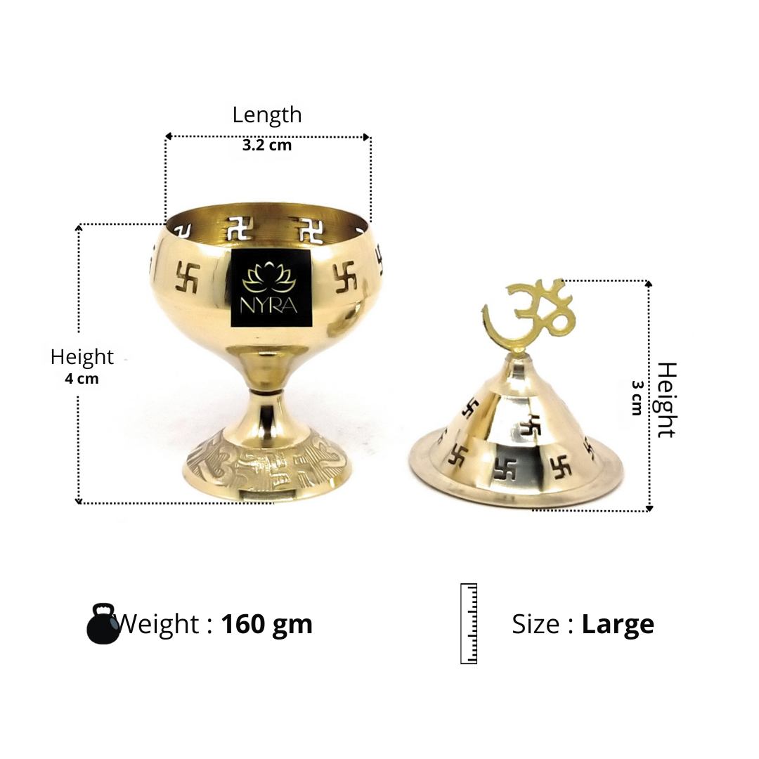 Pure Brass/Peetal Swastik Diya for Puja - 3 sizes