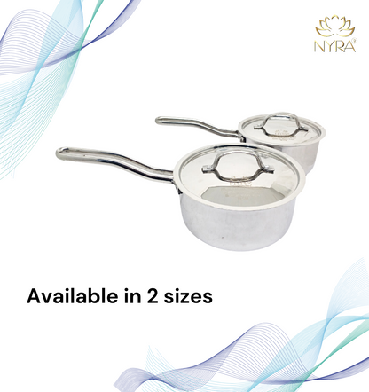 Triply Stainless Steel Sauce Pan with Lid | Strong Wire Handle | Induction & Gas Stove Multipurpose Cookware - 2 Sizes