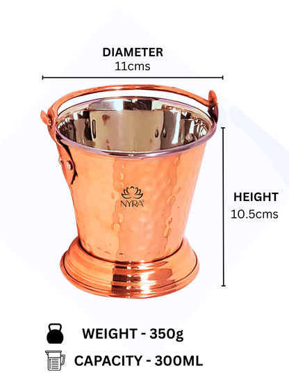 Copper Serving Bucket with Steel Insulated Interior | Traditional Indian Tableware/Serveware