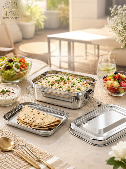 Stainless Steel Food Pack Lunch Box with Locking Clip